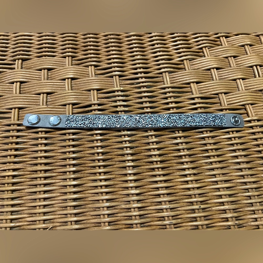 Swarovski gray leather and crystal bracelet.